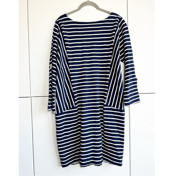 Joules Navy and White Stripe Knit Dress Size 10 Marines Grade Boat Neck Preppy - Picture 4 of 6